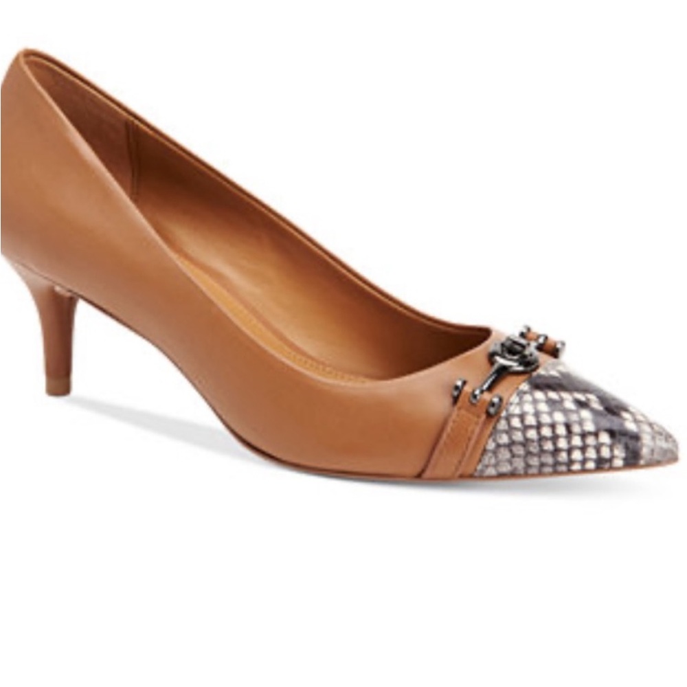 Classic Coach Lauri Leather And Python Cap Toe Pump View 2